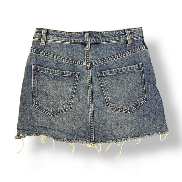 Free People Zipper‎ Front Denim Mini Skirt Womens Size 24 Blue Festival - Picture 5 of 7